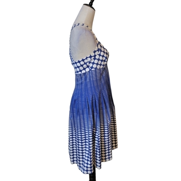Calvin Klein Blue & White Sleeveless Graphic Fit and Flare Dress Size 4 - Picture 3 of 5